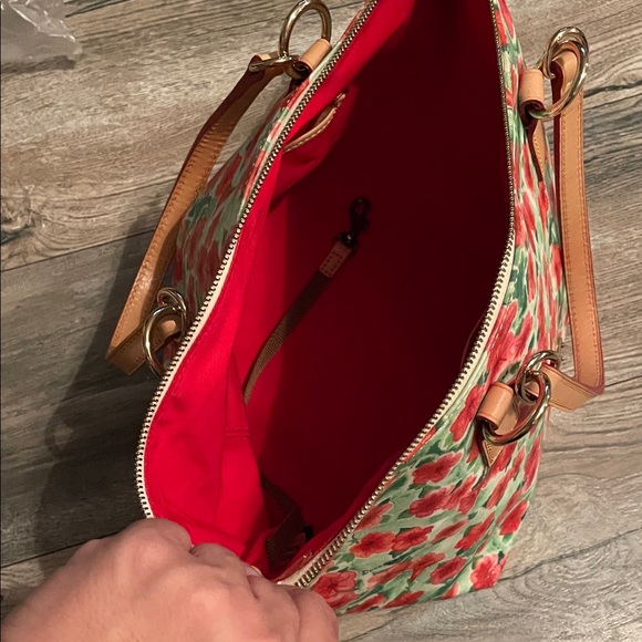 Dooney & Bourke Red and Green Floral Tote - Picture 5 of 5